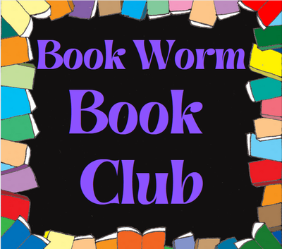 "Book Worm Book Club" bordered by books