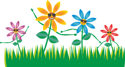 Colorful sunflowers with sunglasess