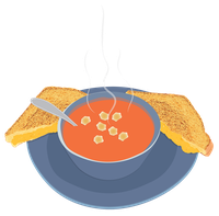 Bowl of soup and grilled chees sandwich