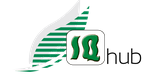 IQHub logo, green leaf angled over the word 