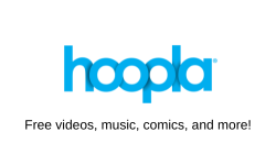 Hoopla logo - free videos, music, audiobooks, comics and ebooks on your mobile device or computer
