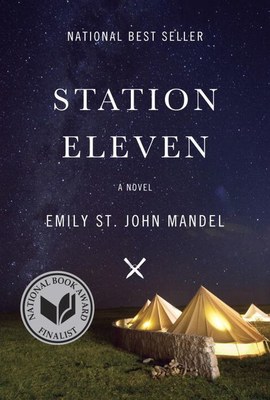 book cover of station eleven showing a tent under a star-filled sky