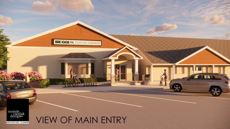 Rendering of the new library entrance